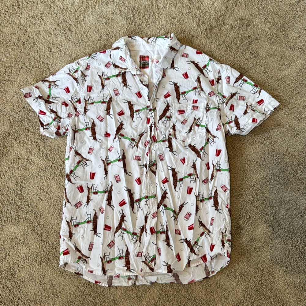 Spencer’s Deer Pong Party Button Down Shirt